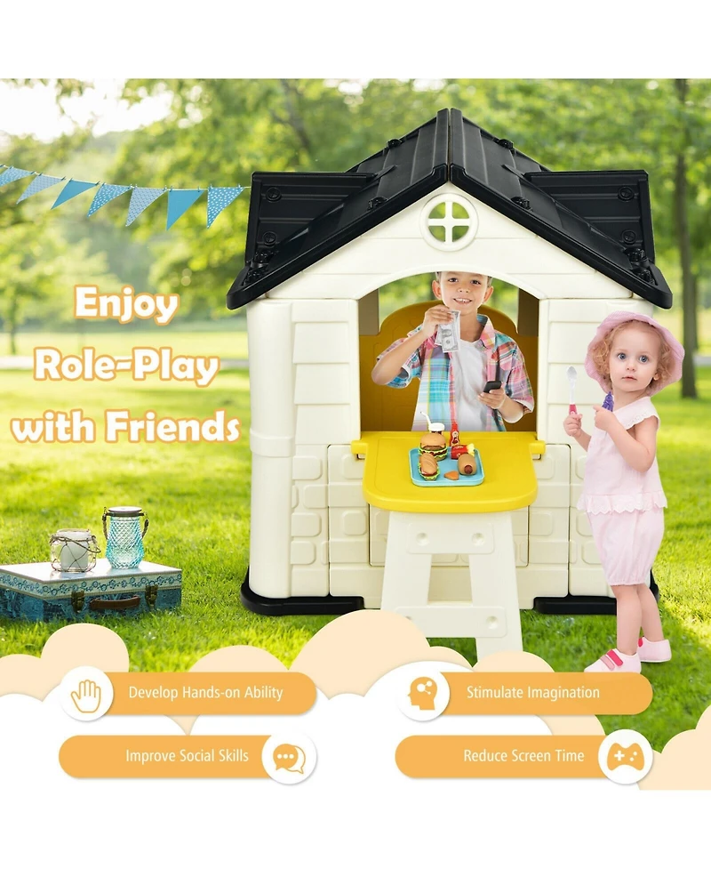 Kid's Playhouse Pretend Toy House For Boys and Girls 7 Pieces Toy Set