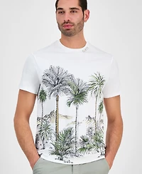 Guess Men's Urban Palm Tree Short Sleeve Crewneck Graphic T-Shirt