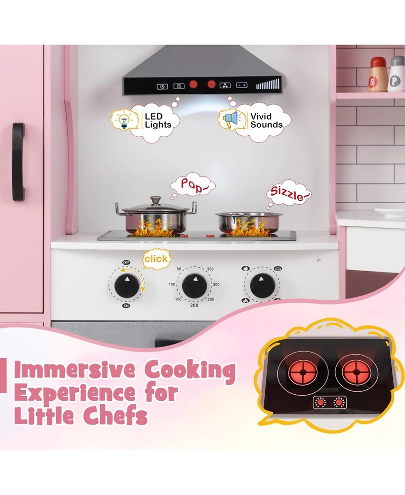 Corner Kids Play Kitchen with Washing Machine and Ice Maker Gift for Boys Girls