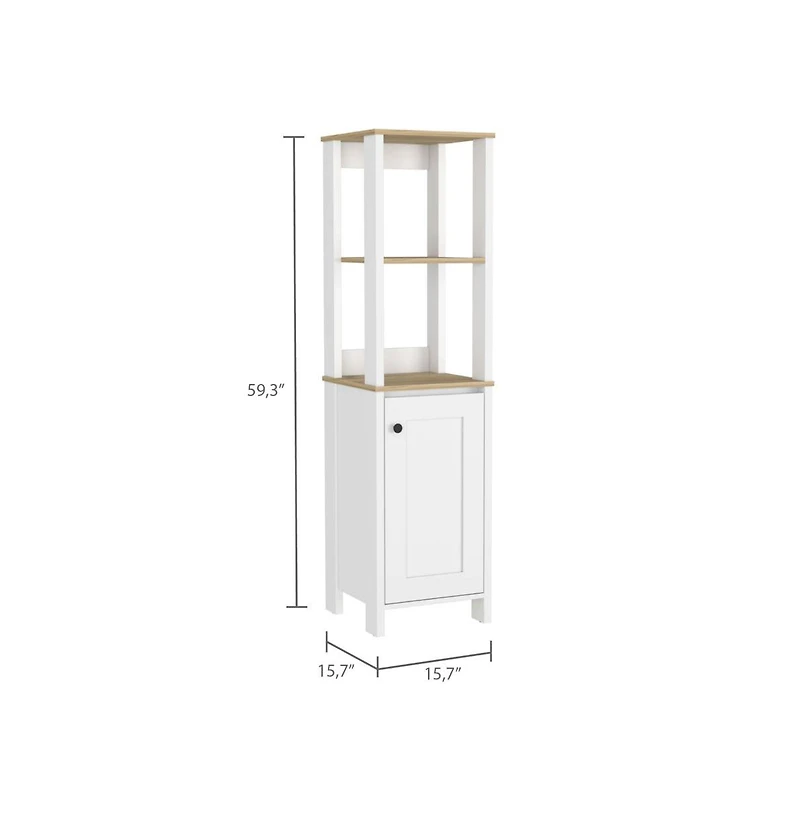 Depot E-shop New Haven Linen Single Door Cabinet, Two Interior Shelves, Two Open Shelves