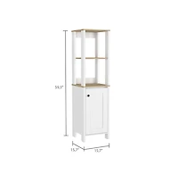 Depot E-shop New Haven Linen Single Door Cabinet, Two Interior Shelves, Two Open Shelves