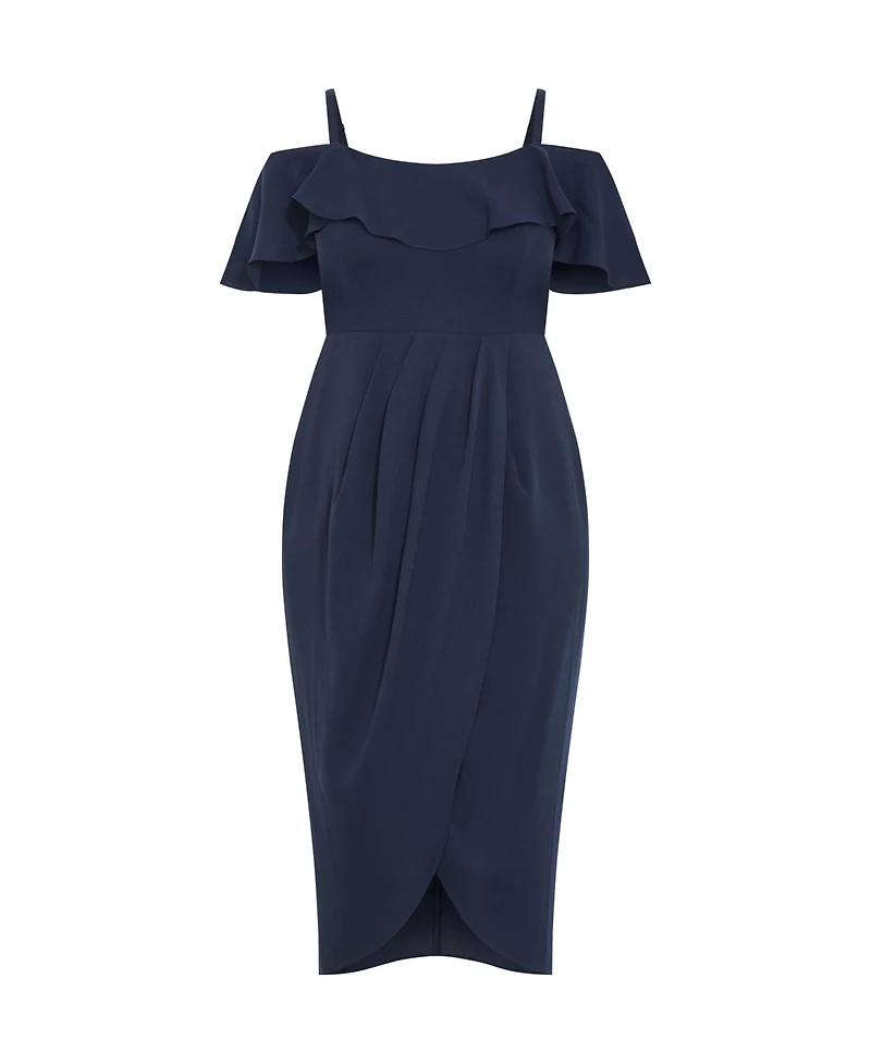 City Chic Plus Flirtation Drape Midi Dress