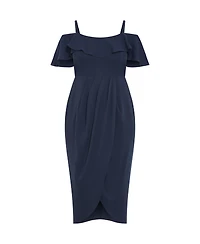 City Chic Plus Flirtation Drape Midi Dress