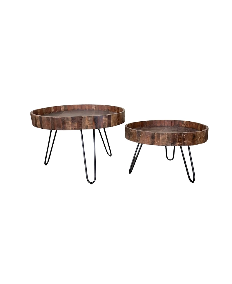 Stylish Solid Wood and Iron Round End Tables for Contemporary Spaces