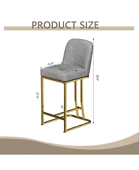Set of 2 Upholstered Modern Bar Chairs with Metal Frame Counter Height Dining Stools for Kitchen Island Restaurant or Home Bar Seating-The Pop Home
