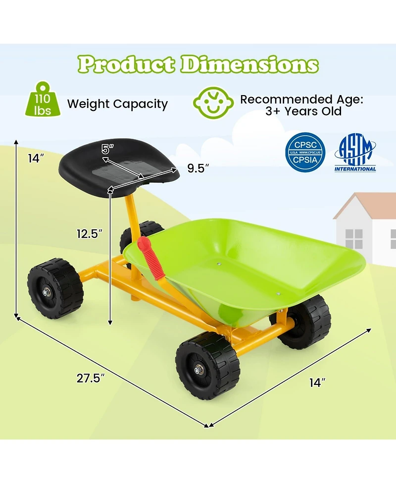 8" Heavy Duty Kids Ride-on Sand Dumper with 4 Wheels