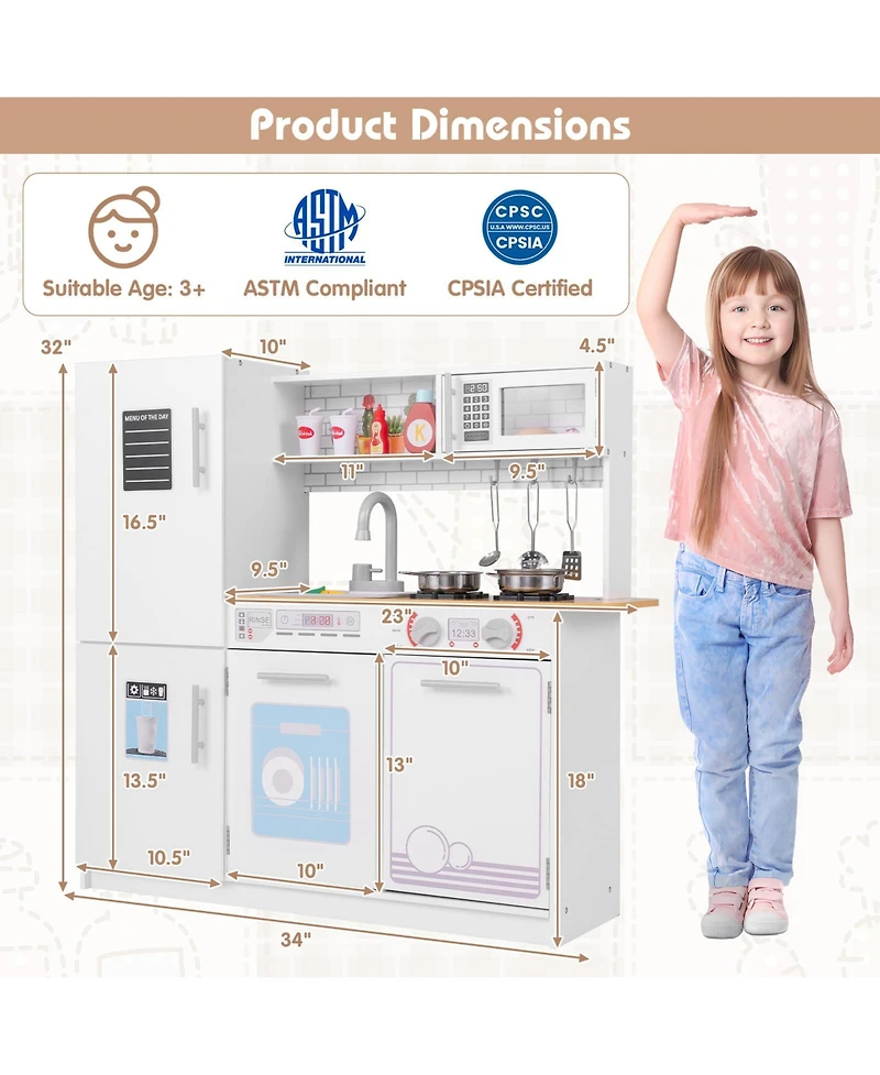 Toddler Pretend Play Kitchen Toy with Stove for 3+ Boys and Girls