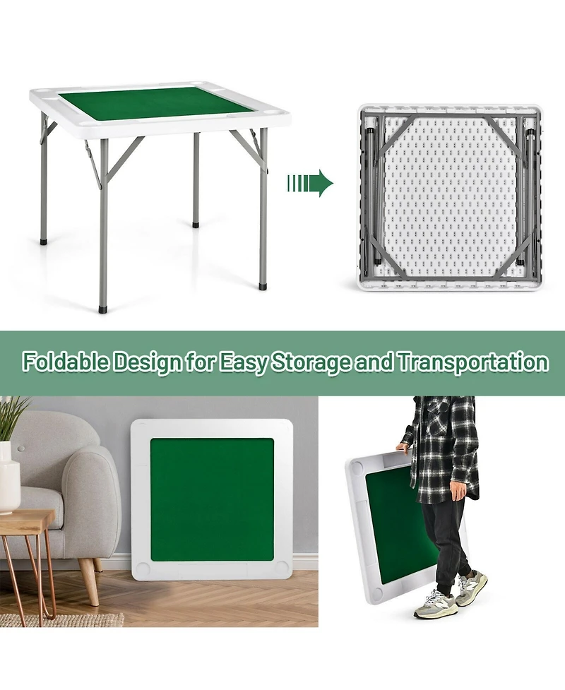 4-Player Mahjong Game Table with Iron Frame