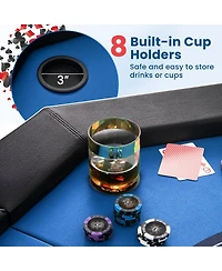 48 Inches Foldable Poker Table with Padded Rails and Cup Holders