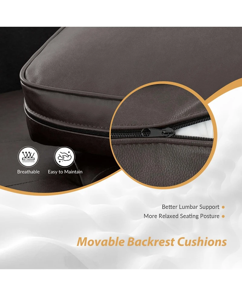 Drake Mid-century Modern Faux Leather Sofa with Movable Backrest Cushions