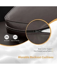 Drake Mid-century Modern Faux Leather Sofa with Movable Backrest Cushions