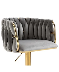 Set of 2 Swivel Adjustable Bar Stools with Backrest, Footrest, Modern Counter Height Chairs for Kitchen or Bar-The Pop Home