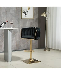 Set of 2 Swivel Adjustable Height Bar Stools with Backrest and Footrest Modern Counter Chairs Metal Base for Kitchen or Use-The Pop Ho