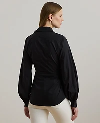 Lauren Ralph Women's Tie-Front Cotton-Blend Shirt