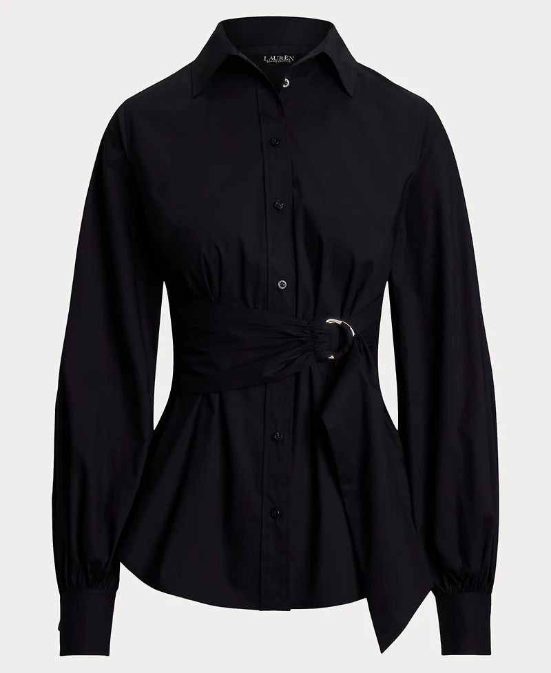 Lauren Ralph Women's Tie-Front Cotton-Blend Shirt