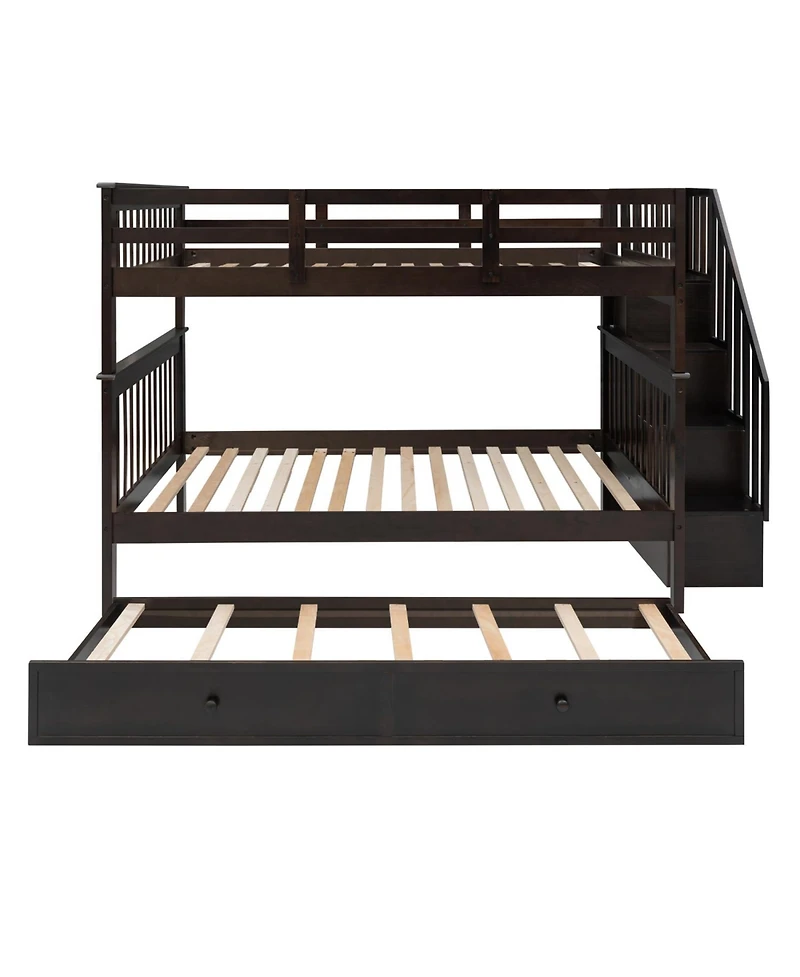Stairway Full-Over-Full Bunk Bed w/ Trundle & Storage
