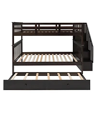 Stairway Full-Over-Full Bunk Bed w/ Trundle & Storage