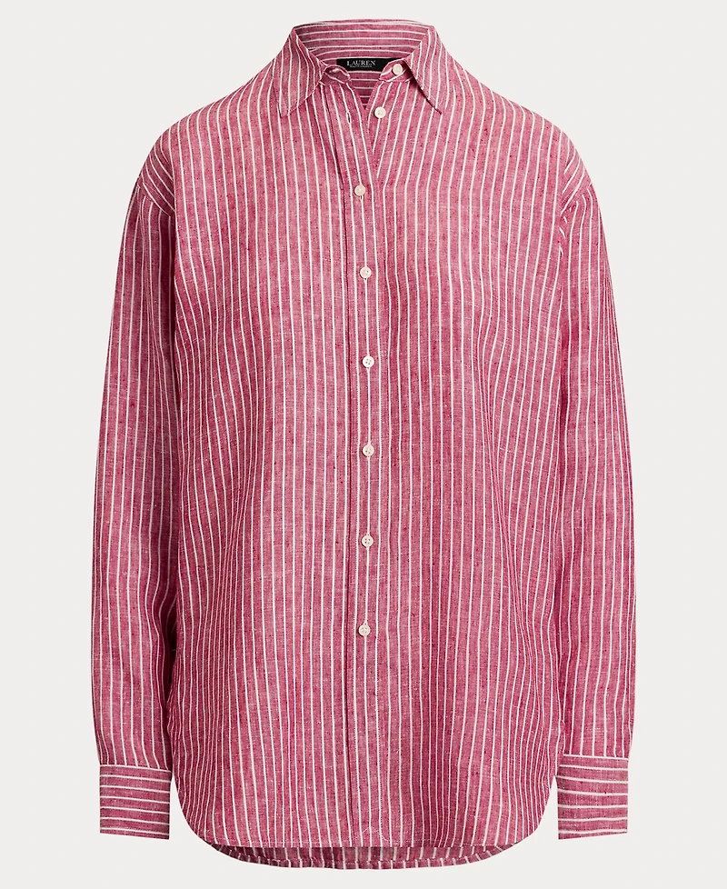Lauren Ralph Women's Relaxed-Fit Striped Linen Shirt