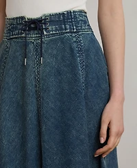 Lauren Ralph Women's Denim Drawcord Midi Skirt