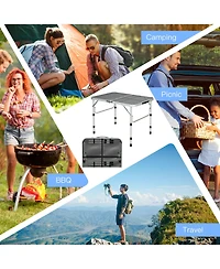 Gymax Folding Grill Table for Camping Lightweight Aluminum Metal Grill Stand Table