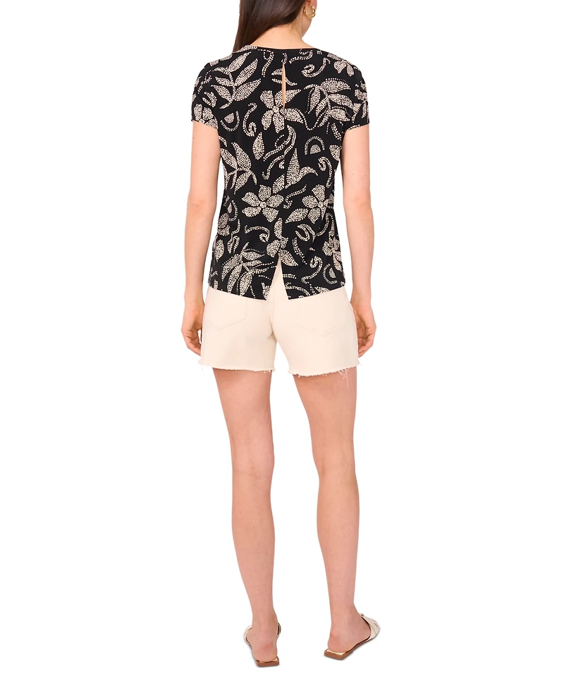 Vince Camuto Women's Printed Keyhole Top