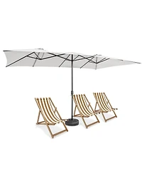 Gymax 15FT Double-Sided Market Umbrella Large Crank Handle Vented Twin Patio