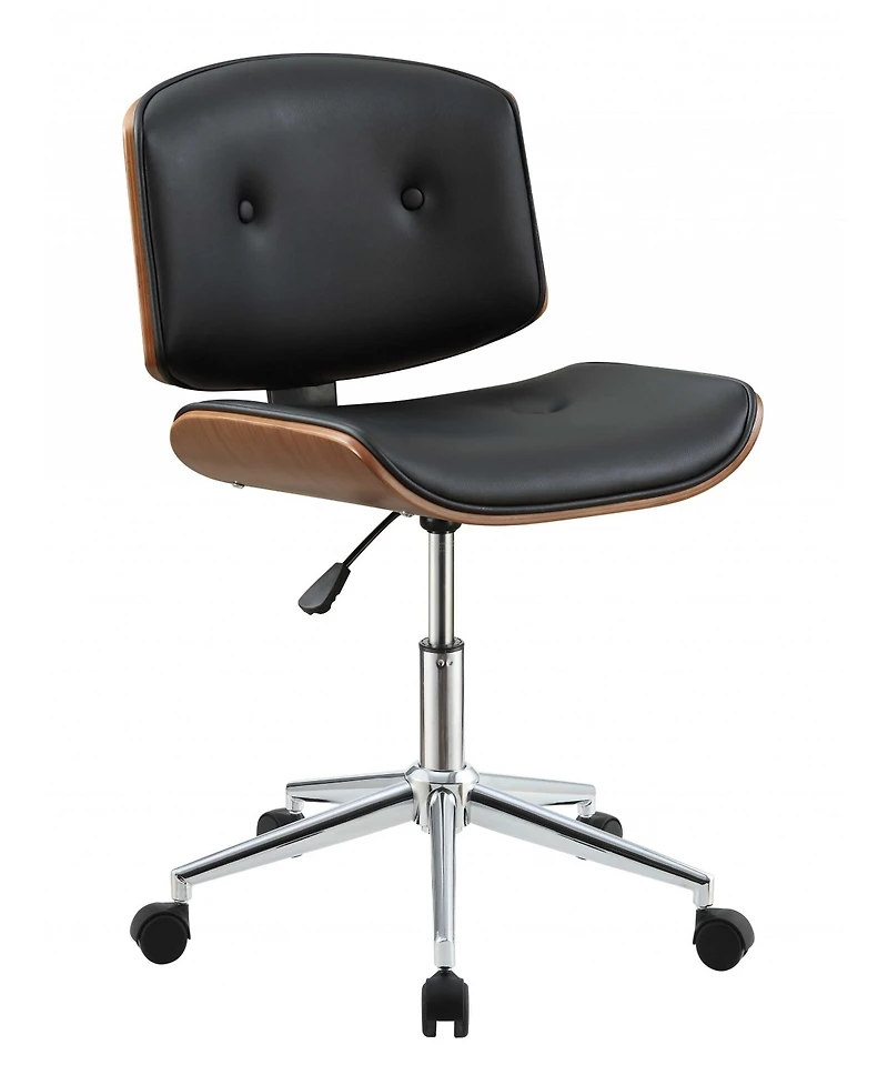 Swivel Adjustable Task Chair with Tufted Faux Leather Seat and Sturdy Steel Frame