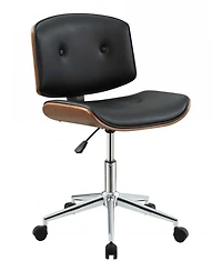 Swivel Adjustable Task Chair with Tufted Faux Leather Seat and Sturdy Steel Frame