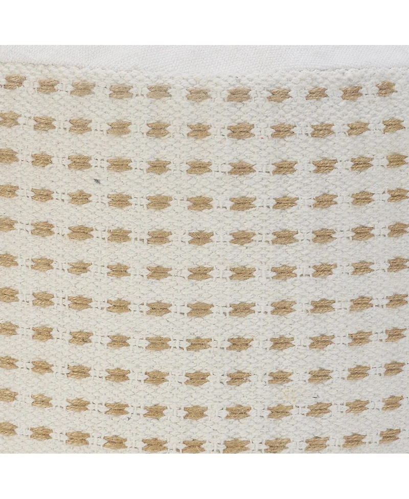 Jute Round Geometric Pouf Ottoman for Living Room and Bedroom