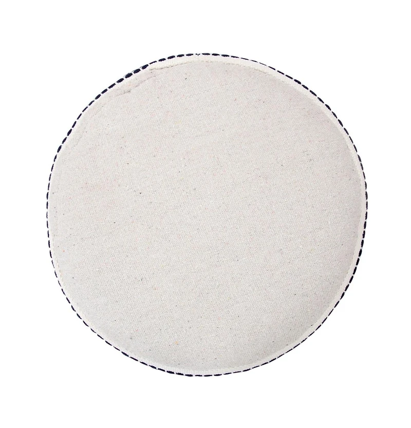 Upholstered Cotton Ottoman for Living Room Accent Chair and Footrest
