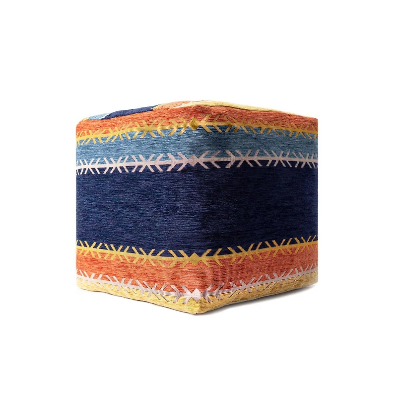 18" Multicolored Polyester Blend Ottoman