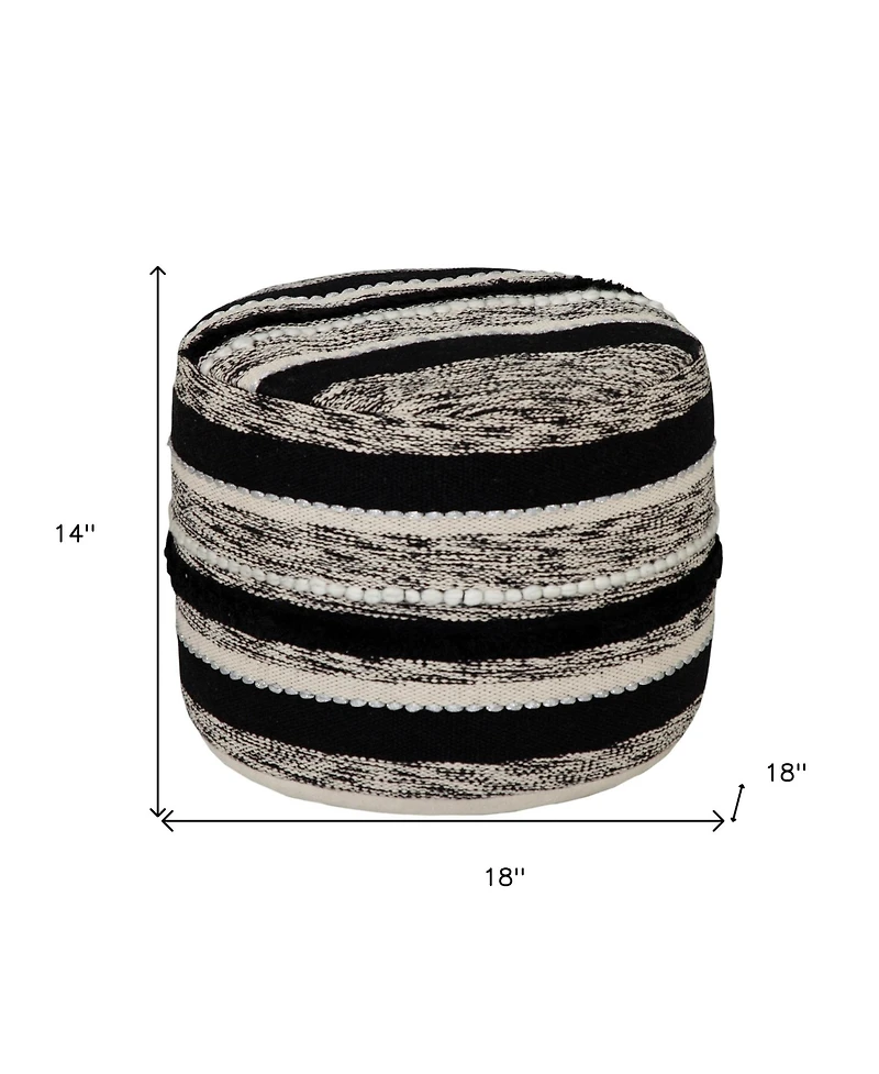 Cotton Pouf Ottoman for Living Room Seating and Decorative Accent