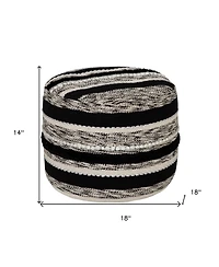 Cotton Pouf Ottoman for Living Room Seating and Decorative Accent