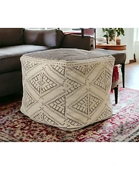 Cotton Fabric Ottoman for Living Room Seating and Cozy Decor