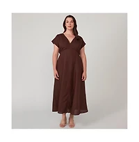 Estelle Aubrey V-Neck Midi Dress