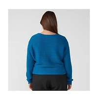 Estelle Daybreak Blue Crew Neck Ribbed Sweater Knit