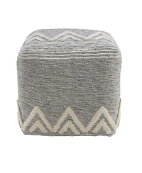 16" Grey Polyester Ottoman