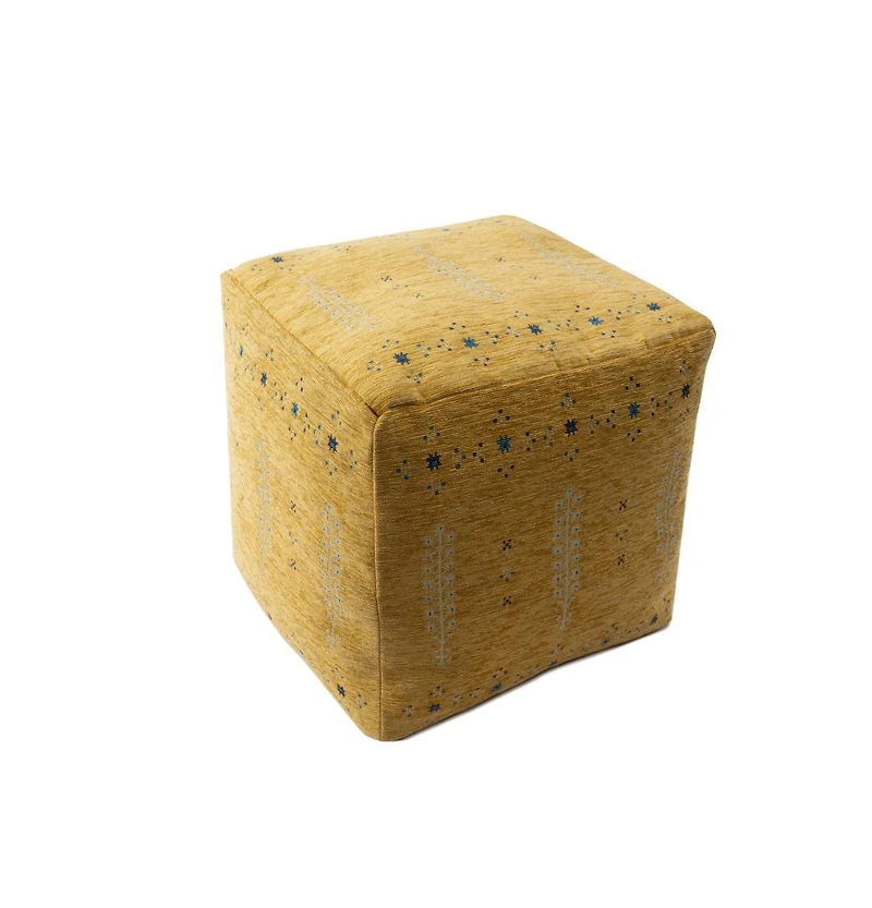 18" Yellow Polyester Blend Ottoman