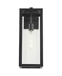 John Timberland Titan Modern Outdoor Wall Light Fixtures Set of 2 Mystic Black Rectangular Frame 20" Clear Glass for Post Exterior Barn