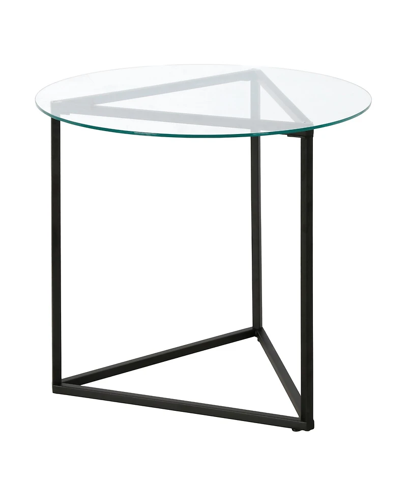 Modern Round End Table with Tempered Glass Top and Steel Frame