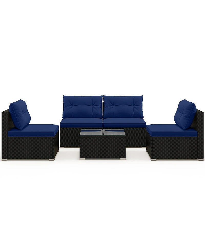 5-Piece Outdoor Patio Furniture Set with Cushions and Coffee Table