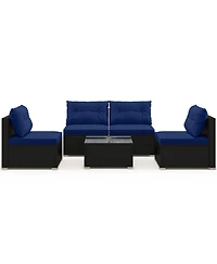 5-Piece Outdoor Patio Furniture Set with Cushions and Coffee Table