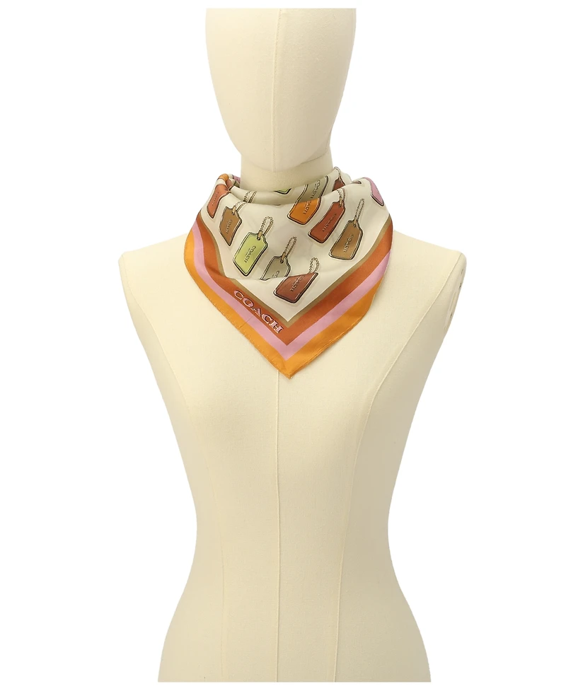 Coach Hangtag Print Silk Bandana Scarf