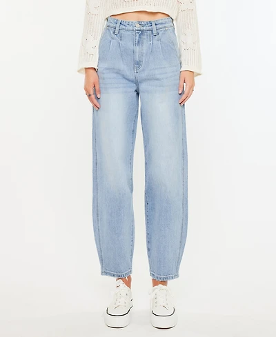 Kancan Women's Ultra High Rise Wide Tapered Fit Pull On Jeans