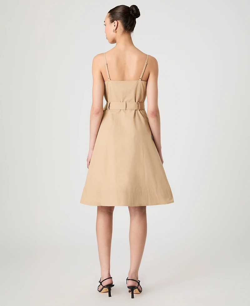 French Connection Women's Light Weight Cotton Belted Trench Fit & Flare Dress