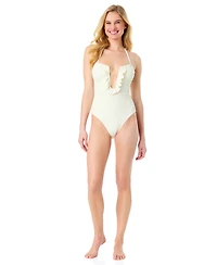 CeCe Women's La Vie A Mer Textured Bandeau One Piece Swimsuit