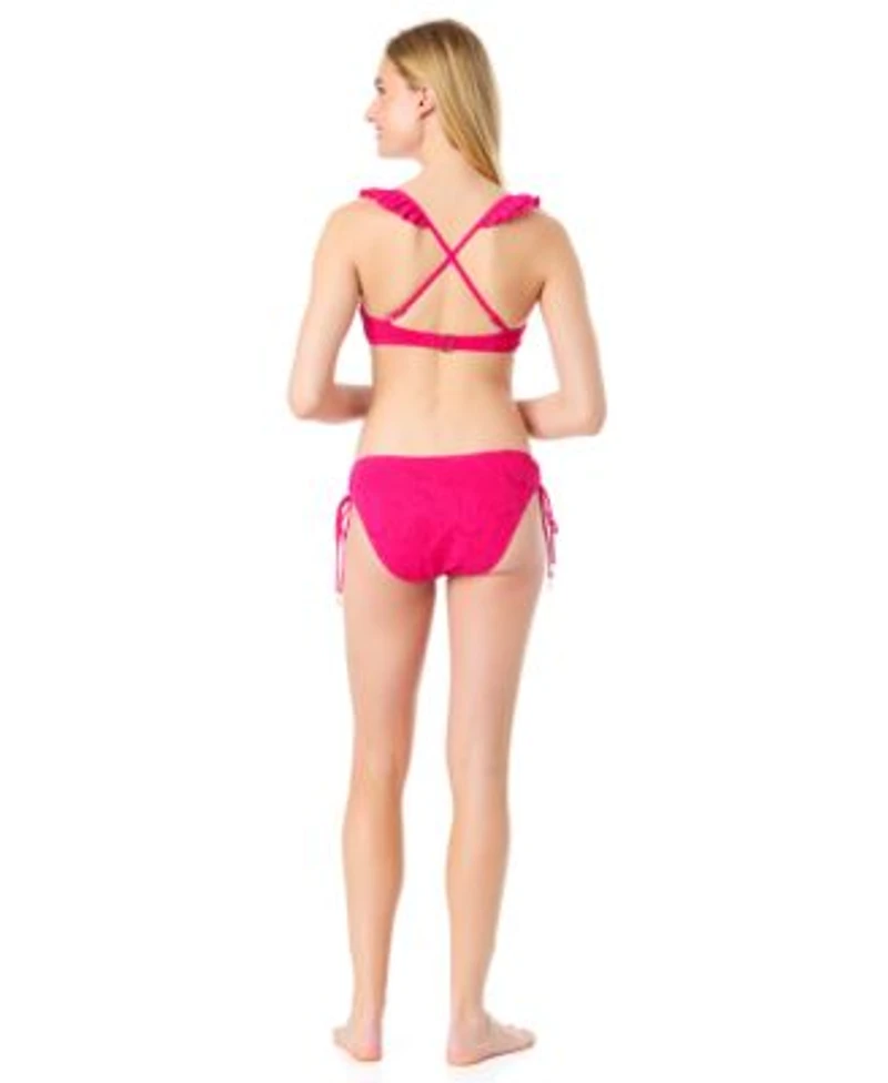 Cece Womens La Vie A La Mer Textured Ruffle Strap Bikini Top Bottoms