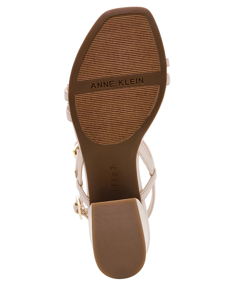 Anne Klein Women's Mackenzie Strappy Buckle Block Heel Dress Sandals