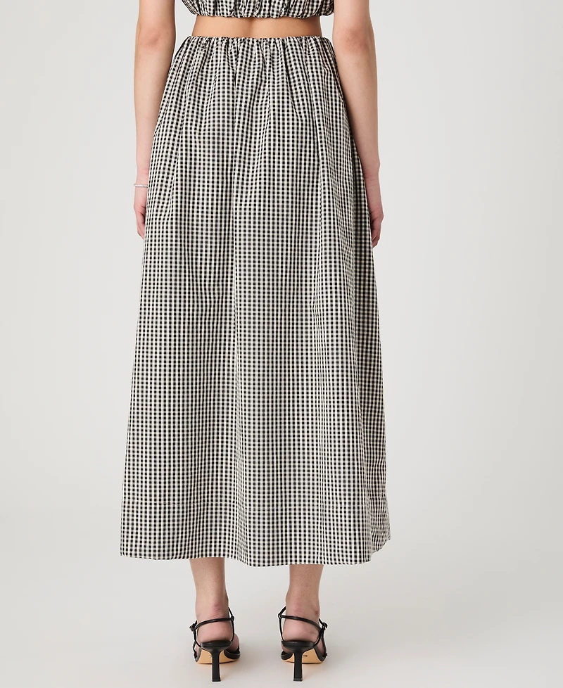 French Connection Women's Pull-On Gingham Midi Skirt