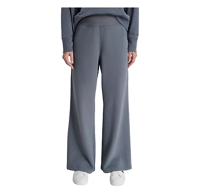 Dkny Women's Embroidered Logo Pull On Wide Leg Pants